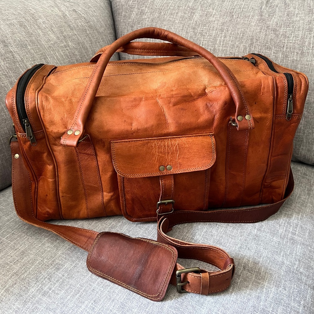 BrokenIn Komal’s Passion Leather Duffle/Gym Bag Gem